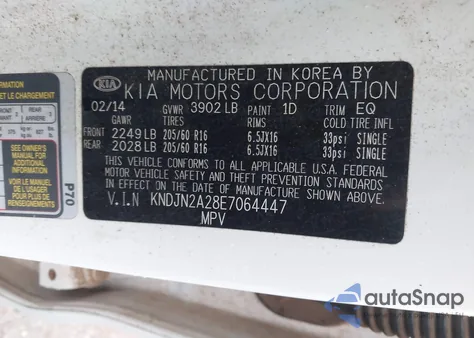 2014 Kia Soul from USA, damaged, VIN KNDJN2A28E7064447
